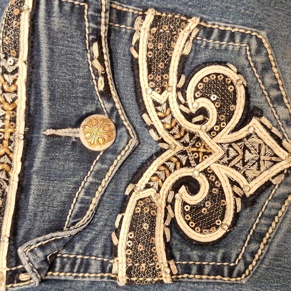 q Womens Cato Stretch Denim Plus Size Dungarees Capris Size 28W - Picture 3 of 5